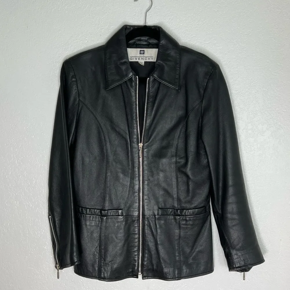 Vintage GIVENCHY black leather 90s Y2K goth jacket S